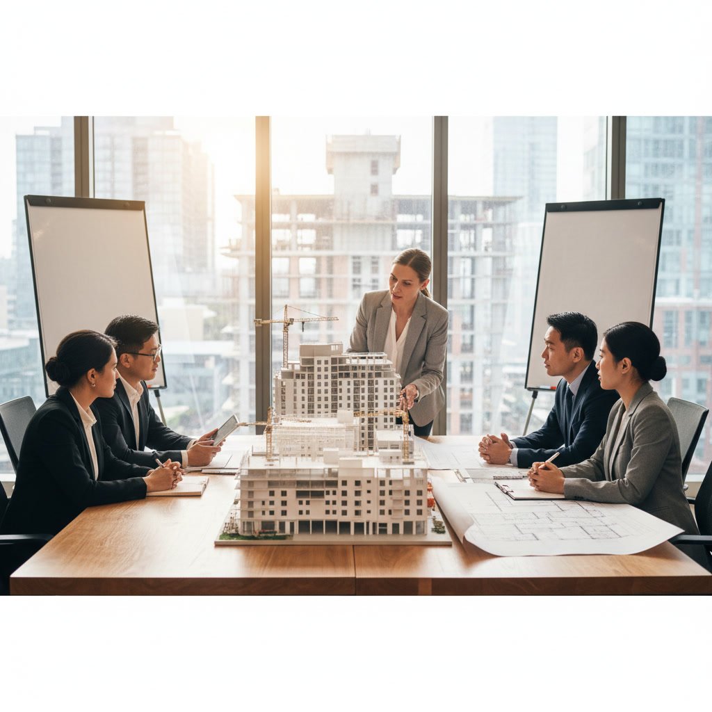 Pre-construction condo floor plans and architectural renderings on display