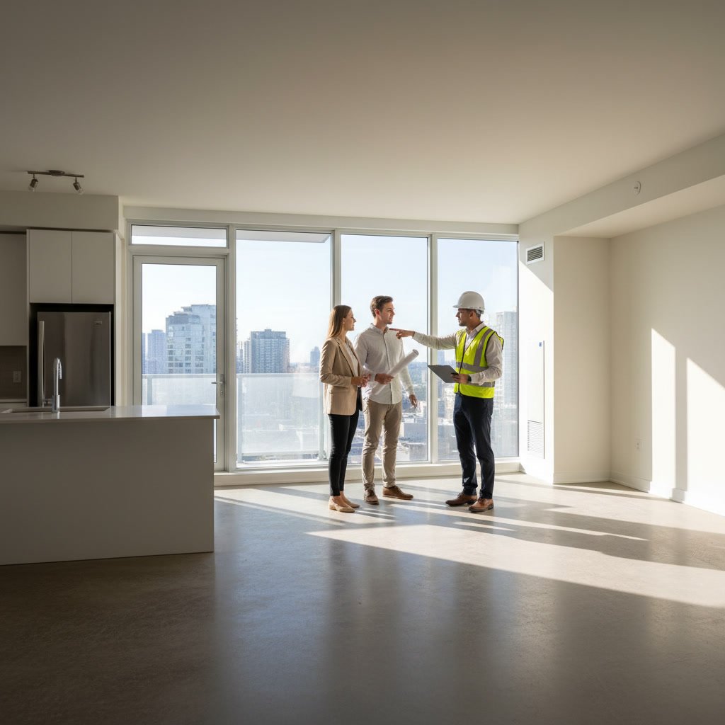 Final walkthrough inspection of new pre-construction condo unit