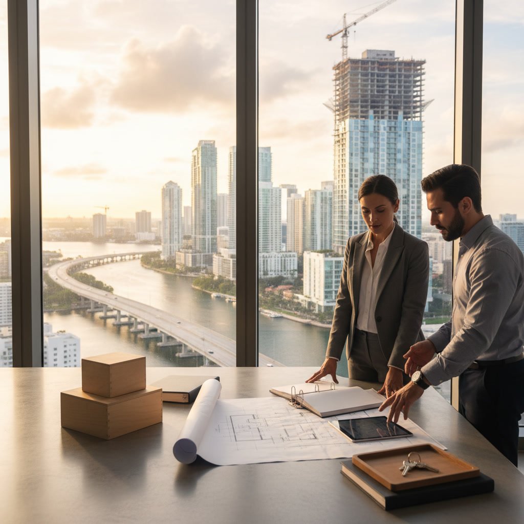 Final closing documents and keys for new condo development move in